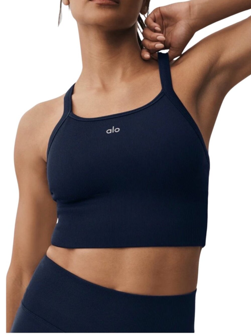 Women’s Alo Yoga Seamless Ribbed Favorite Bra Tank Navy Small